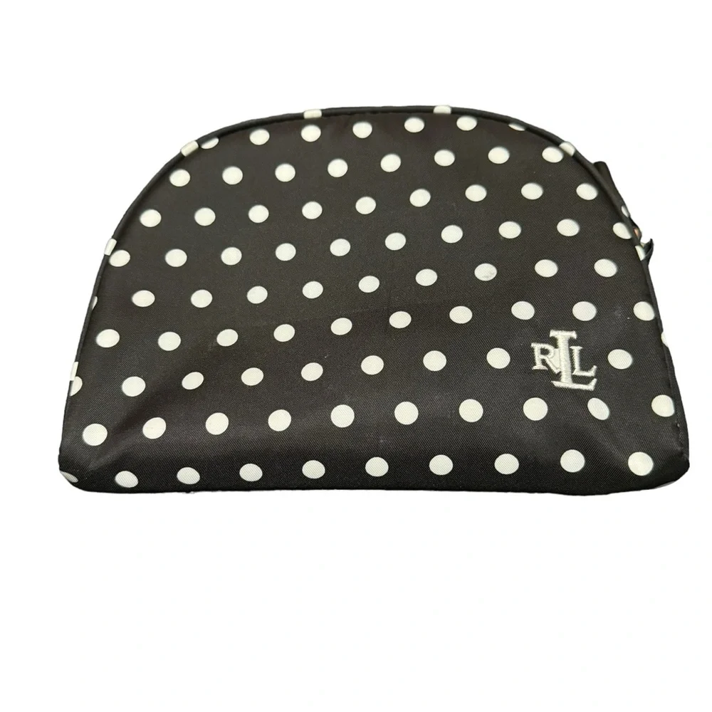 Ralph Lauren Black Polka Dotted Cosmetic Bag. GUC